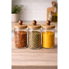 Feyza Design 3'lü Borosilikat Kavanoz Seti, Kapaklı, 600ML, Şık ve Dayanıklı Tasarım