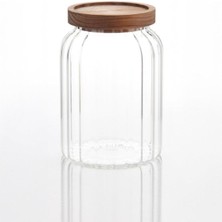 Feyza Design Şeffaf Kapaklı Cam Kavanoz 1200ML, Sağlıklı Saklama Kabı