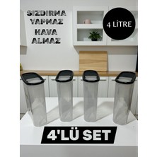 Feyza Design 4'lü Erzak Saklama Kabı Seti, Kiler Için Pratik ve Şık Depolama Çözümü