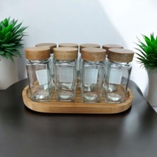 Feyza Design Bambu Kapaklı 8'li Baharat Saklama Seti, Şık ve Doğal Tasarım