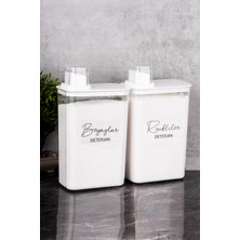 Feyza Design 2'li Kendinden Ölçekli Deterjanlık Seti, 3 Litre, Renkli ve Beyaz