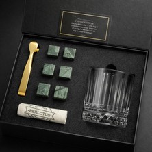 Perlotus Italy Serisi 350 cc Kristal Viski Bardağı Granit Viski Taşı Seti Premium Hediye Kutulu