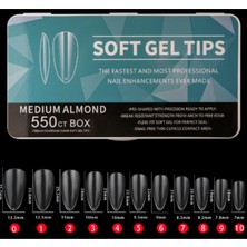 Özgürce 550'LI Orta Boy Badem Yumuşak Jel Uçlar Profesyonel Tırnak Uzatma Seti