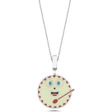 Kayra Gümüş Davul Mineli Beyaz Altın Kaplama Kolye GMS28