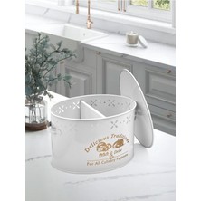 Feyza Design Beyaz Metal Bölmeli Patates ve Soğan Saklama Kabı 18L