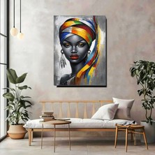 Artprinta Renkli Başörtülü Kadın Portre Kanvas Tablo – Modern Sanatsal Duvar Dekoru