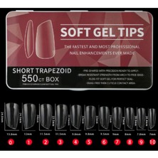 Özgürce 550'LI Short Trapezoid Soft Gel Tips, Profesyonel Tırnak Uzatma ve Bakım Seti