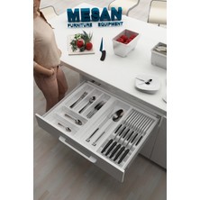 Feyza Design Çekmece Içi Kaşıklık ve Bıçaklık Düzenleyici, Beyaz, 64X48 Cm, Yandan ve Boydan Kesilebilir
