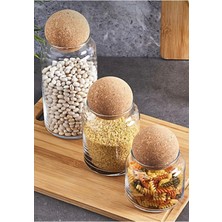 Feyza Design Top Mantar Kapaklı Cam Kavanoz ve Baharat Seti, Şık ve Kullanışlı 3'lü