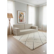 Bakırözü Home Premium Fitilli Kadife Kumaş, Modüler Dinlenme Koltuğu , Yer Yatağı ve Koltuk Takımı - Krem