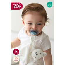 Bebekevi Oeko-Tex® Sertifikalı Bej Ayıcıklı Bebek Emzik Askısı - Emzik Tutucu