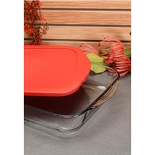 Feyza Design Kırmızı Kapaklı Dikdörtgen Saklama Kabı, 45X25 Cm, Dayanıklı ve Şık