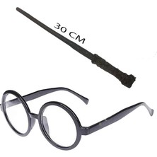 Mcg Harry Potter Asası 30 cm ve Siyah Çerçeveli Harry Potter Gözlüğü Seti