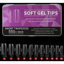 Özgürce 550'LI Short Trapezoid Soft Gel Tips, Profesyonel Nail Art ve Tırnak Uzatma