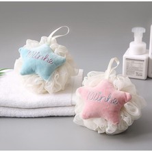 Skygo Busstier 2 Adet Sevimli Yıldız Desenli Ponponlu Banyo Lifi, Çiftler Için Özel Renkli Banyo Lifi