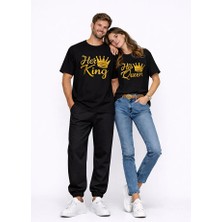 Nevermind King Queen Sevgili Kombini Oversize Çift Tişört Unisex Partner Kombin Uyumlu Çift Seti