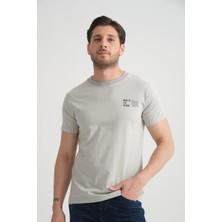 Gri Shooter Erkek Pamuklu T-Shirt Premium Kalite Minimal Tasarım Regular Kalıp S