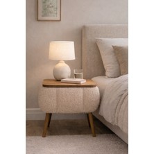 Own Home Lina Sandıklı Komodin, Teddy Kumaş Kaplamalı Ahşap Ayaklı Modern Komodin