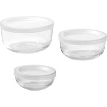 Feyza Design Cam Saklama Kabı Seti, 3'lü Yuvarlak, Dayanıklı ve Şık Tasarım