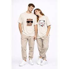 Nevermind Sevgili Çift Tişört Panda Karakter Baskılı Partner Kombini Oversize Unisex Stil