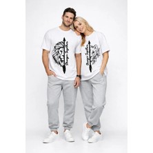 Nevermind Sevgili Kombini Oversize Çift Tişört Unisex Matching Couple Stronger Together Baskılı Partner Set