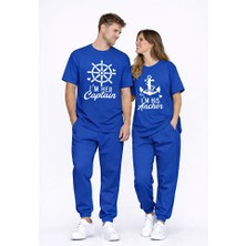 Nevermind Sevgili Kombini Oversize Çift Tişört Unisex Captain Anchor Baskılı Matching Couple Partner 2'li Set