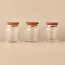 Feyza Design Ahşap Kapaklı 3'lü Kavanoz Seti 290 Cc, Şık ve Kullanışlı Saklama Çözümleri