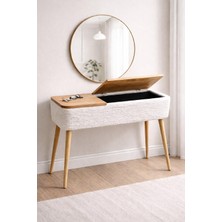 Own Home Sole Sandıklı Dresuar, Teddy Kumaş Kaplamalı, Ahşap Ayaklı Modern Dresuar