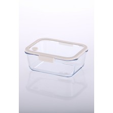 Feyza Design Vakumlu Cam Saklama Kabı 1200 ml Bej, Güvenle Kullanım Için Ideal