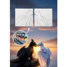 Piece Of Date Dişsiz ve Light Fury Tuval Boyama Seti – Ejderhanı Nasıl Eğitirsin