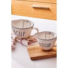 Feyza Design 2'li Porselen Ölçü Bardağı Seti, 250ML ve 500ML, Şık ve Sağlam Tasarım