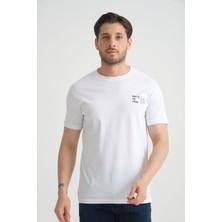 Beyaz Shooter Erkek Pamuklu T-Shirt Premium Kalite Minimal Tasarım Regular Kalıp M