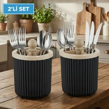 LE Paris 2'li Set Dekoratif Tezgah Üstü Kaşıklık - Bölmeli Çatal Kaşık Bıçak Organizeri - Mutfak Düzenleyici