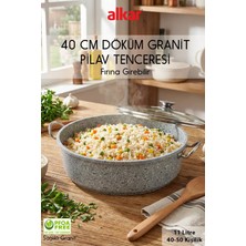 Fithome 40 cm Ağır Döküm Granit Yanmaz Yapışmaz Fırına Girebilir Pilav Tenceresi