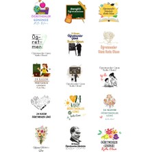 Bimotif Öğretmenler Günü Sticker Seti, 4x4 Cm, 15 Çeşit (1 Sayfa)