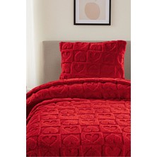 Noctiluca Amora Kalp Desen Wellsoft Tek Kişilik Battaniye 180X230 + Yastık Kılıfı Yumuşak Yatak Örtüsü
