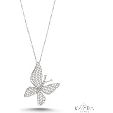 Kayra Gümüş  Beyaz Kelebek Gümüş Kolye