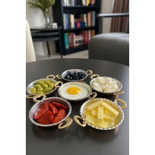 Feyza Design Bakır Kahvaltılık 6'lı Çerezlik ve Sunum Tabağı Seti, 11 cm