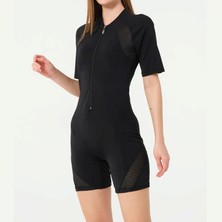 Linotti Kadın Kısa Kollu Şortlu Fermuarlı Yüzücü Mayo 024168