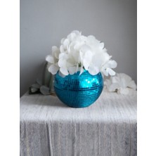 Işıltı Home Desing Aynalı Cam  Vazo Yuvarlak Mavi