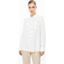 Ekol Çift Kapak Cepli Düğmeli Bluz 3026