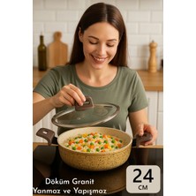 Fithome Döküm Granit Yanmaz Yapışmaz Pilav Tenceresi Bej