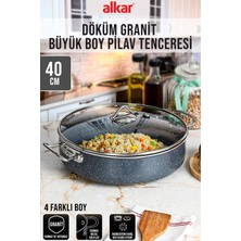 Fithome 40 cm Döküm Granit Büyük Boy Yanmaz Yapışmaz Sanayi Tipi Endüstriyel Pilav Tenceresi