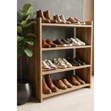 Morvizyon 4 Raflı Ahşap Ayakkabılık - Çok Amaçlı Dekoratif Raf, Organizer 68 x 80 cm
