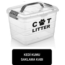 Feyza Design Kedi Kumu Saklama Kabı, 8,5 Litre, Üstten Tutmalı, Kilitli, Pratik Kullanım