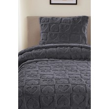 Noctiluca Amora Kalp Desen Wellsoft Tek Kişilik Battaniye 180X230 + Yastık Kılıfı Yumuşak Yatak Örtüsü