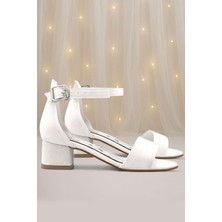 Xo Kids Lilo Simli Beyaz Tek Bantlı Kız Çocuk Topuklu Abiye Ayakkabı