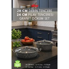 Fithome 28 cm Derin & 24 cm Pilav Karnıyarık Granit Döküm Tencere Seti Fırına Uygun Dayanıklı