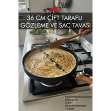 Fithome 36 cm Çift Taraflı Sapı Çıkarılıp Fırına Atılabilir Gözleme ve Et Pişirme Izgara Tavası Döküm Granit