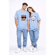 Nevermind Sevgili Çift Tişört Panda Karakter Baskılı Partner Kombini Oversize Unisex Stil